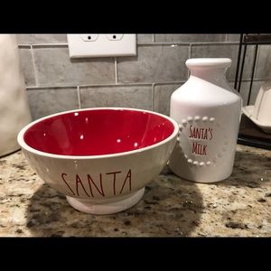 Rae Dunn Santa bowl with milk jug
